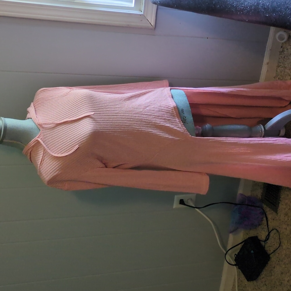 Pink high low hooded sweater